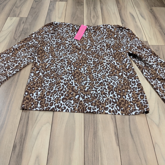 NWT! Lilly Pulitzer Jansen V-Neckline Sweatshirt Chocolate My Favorite Spot L - Picture 5 of 13